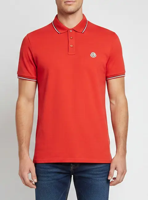 Moncler Red Piqu&eacute; Knit Maglia Polo Manica Corta T-Shirt L