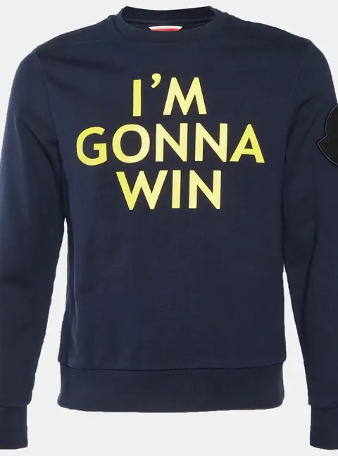 Moncler Navy Blue Slogan Print Cotton Fleece Crewneck Sweatshirt M