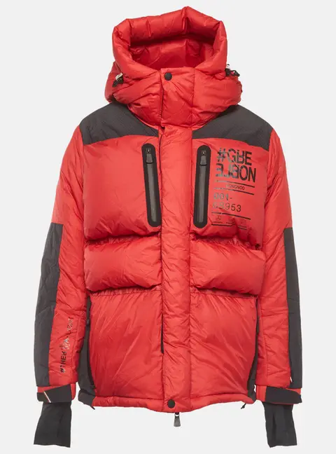 Moncler Red/Black Nylon Puffer Down Mongnod Jacket XL