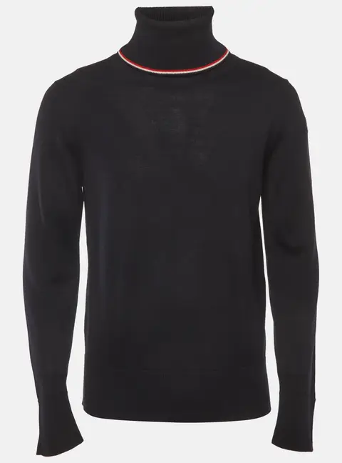 Moncler Navy Blue Virgin Wool Turtleneck Long Sleeve Sweater M