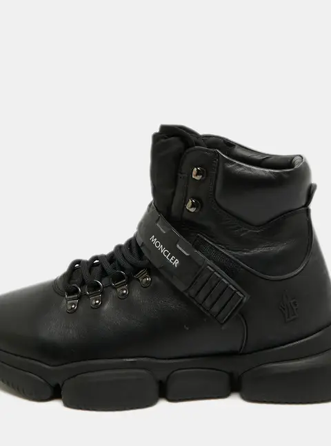 Moncler The Bubble Size 42 Black Leather and Rubber Ankle Length Boots