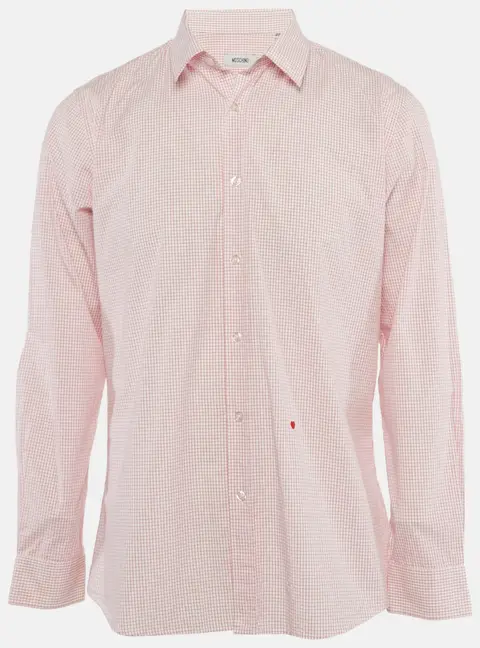Moschino Pink Check Print Cotton Full Sleeve Shirt XL