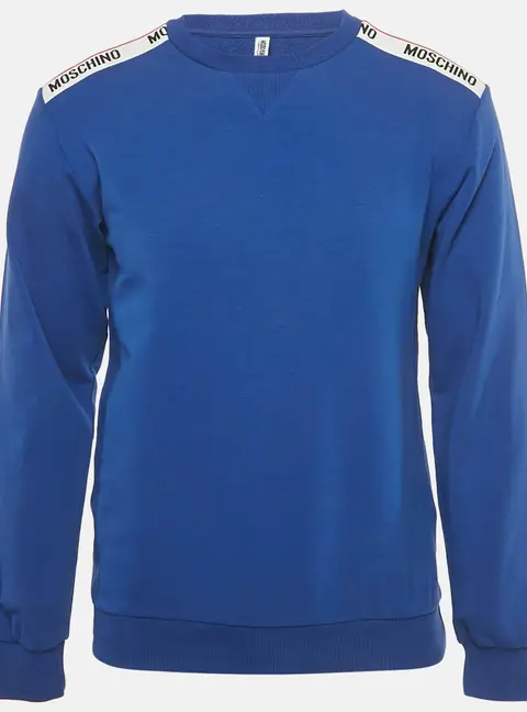Moschino Underwear Blue Logo Patch Cotton Sweatshirt XS
