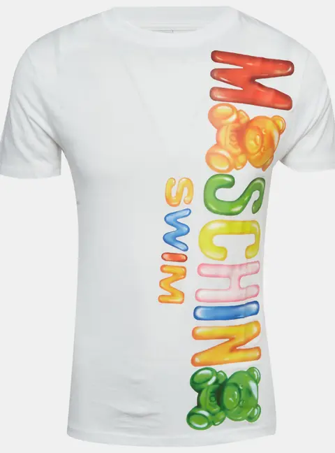 Moschino Swim White Gummy Bear Logo Print T-Shirt XS