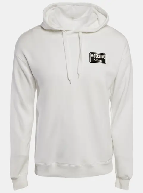 Moschino Couture White Logo Applique Detail Cotton Hooded Sweatshirt XS