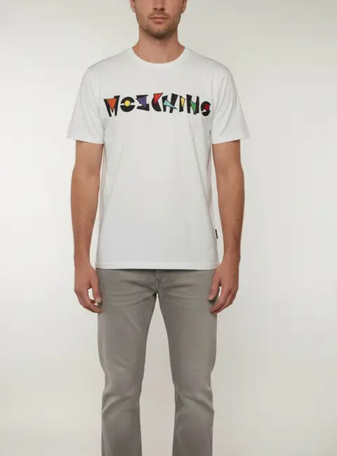 Moschino Couture White Logo Embroidered Cotton Crewneck T-Shirt XS