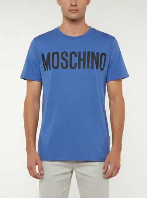 Moschino Couture Blue Logo Graphic Jersey T-Shirt L
