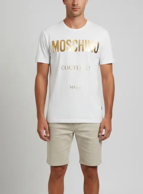 Moschino Couture White Logo Graphic Jersey T-Shirt S