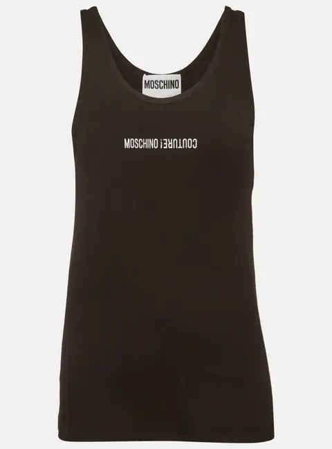 Moschino Couture Black Rib Knit Sleeveless Tank Top XL