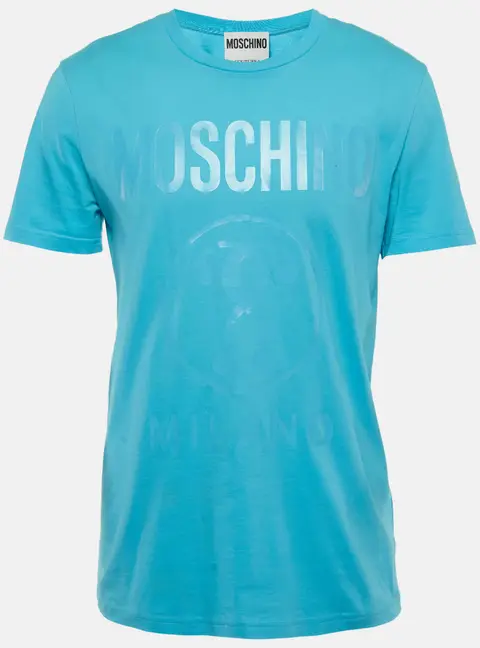 Moschino Couture Blue Logo Print Jersey Crewneck T-Shirt M