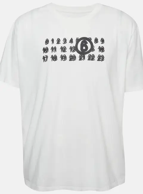 MM6 Maison Margiela White Logo Graphic Jersey T-Shirt XXL