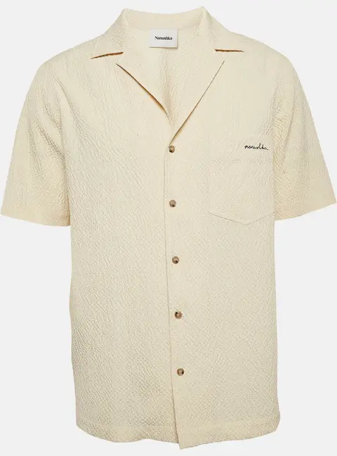 Nanushka Cream Seersucker Venci Camp Shirt S