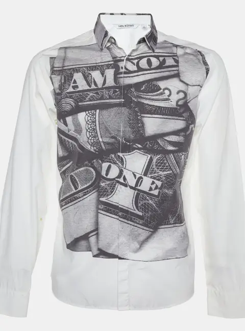 Neil Barrett Grey Printed Poplin Shirt L