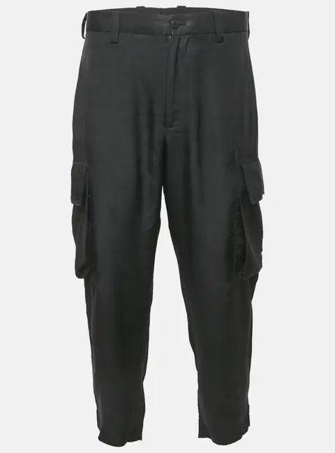 Neil Barrett Black Gabardine Loose Fireman Cargo Trousers XL