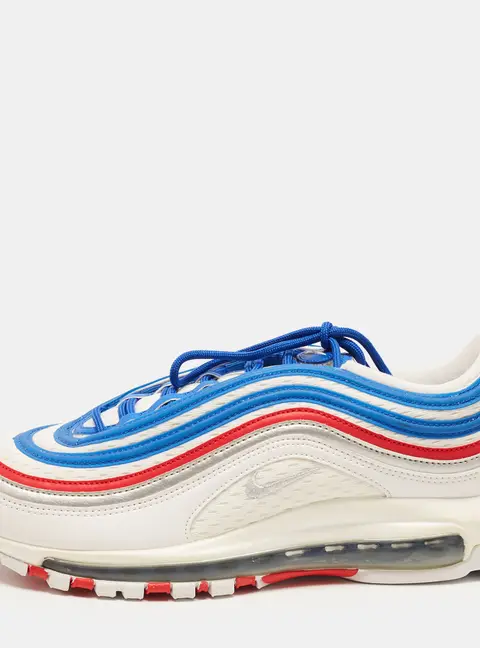 Nike Air Max 97 Game Royal Metallic Silver University Red Size 44 Multicolor Faux Leather Low Top Sneakers