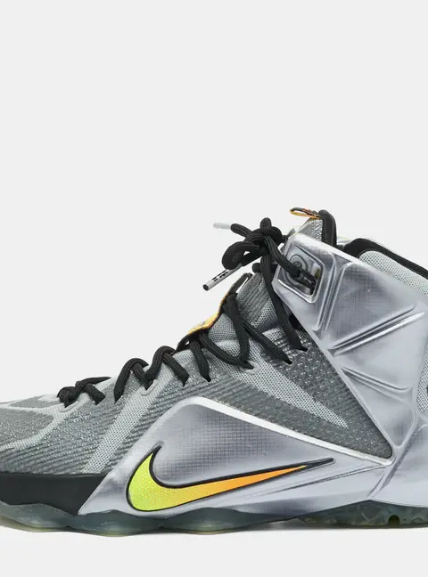 Nike LeBron 12 Flight Size 44 Grey Mesh and Rubber High Top Sneakers
