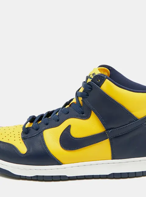 Nike Navy Blue/Yellow Leather Dunk High Michigan Sneakers Size 46