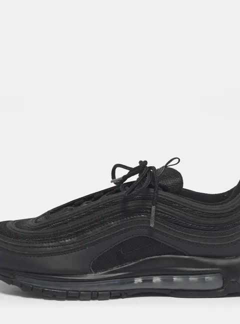 Nike Black Mesh and Leather Air Max 97 Triple Black Sneakers Size 45.5