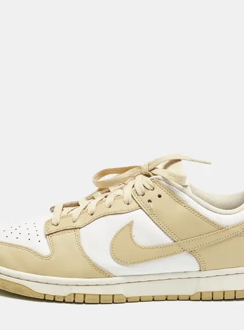 Nike Beige/White Leather Dunk Low Team Gold Sneakers Size 45