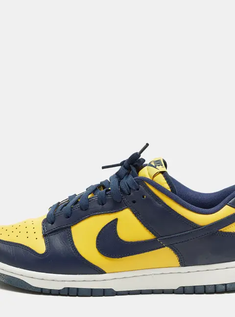 Nike Dunk Low Retro Michigan Size 45 Yellow/Navy Blue Leather Low Top Sneakers