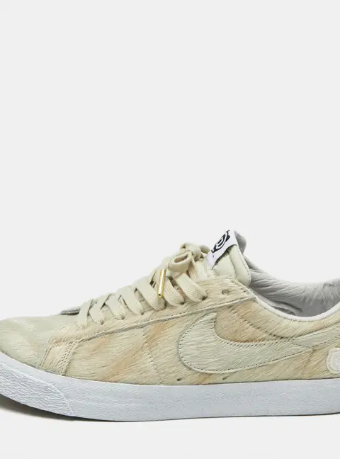 Nike SB Blazer Medicom Toy Size 45.5 Cream Calf Hair Low Top Sneakers