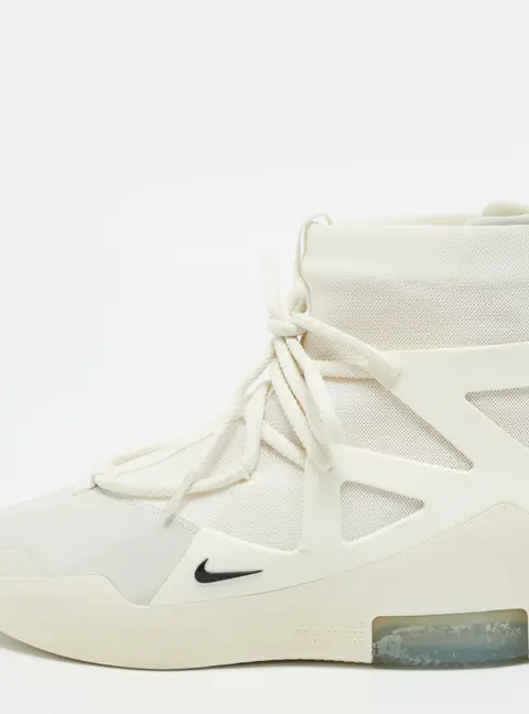 Nike Air Fear of God 1 Size 42.5 Cream/Grey Canvas and Nubuck Leather High Top Sneakers