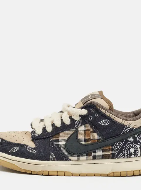 Nike SB Dunk Travis Scott Size 42 Multicolor Canvas and Nubuck Leather Low Top Sneakers