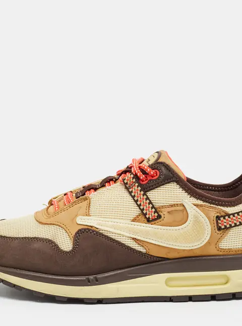 Nike Air Max 1 Travis Scott Cactus Jack Baroque Brown Size 42.5 Multicolor Nubuck Leather and Mesh Low Top Sneakers