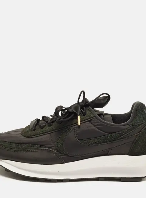 Nike x Sacai LD Waffle Size 42.5 Black/Dark Green Leather and Nylon and Suede Lace Up Sneakers