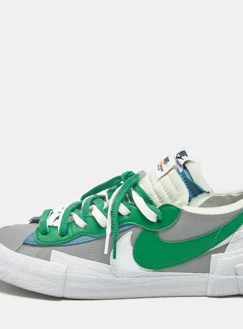 Nike x Sacai Blazer Medium Grey Classic Green Size 45 Multicolor Leather Low Top Sneakers