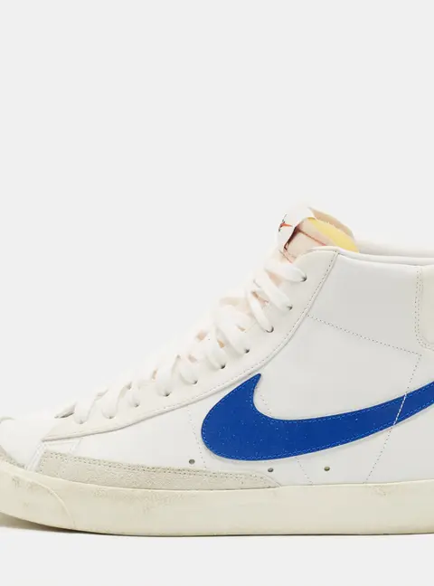 Nike x Sacai Blazer Mid Size 45 White Leather and Suede 77 Vintage Racer High Top Sneakers
