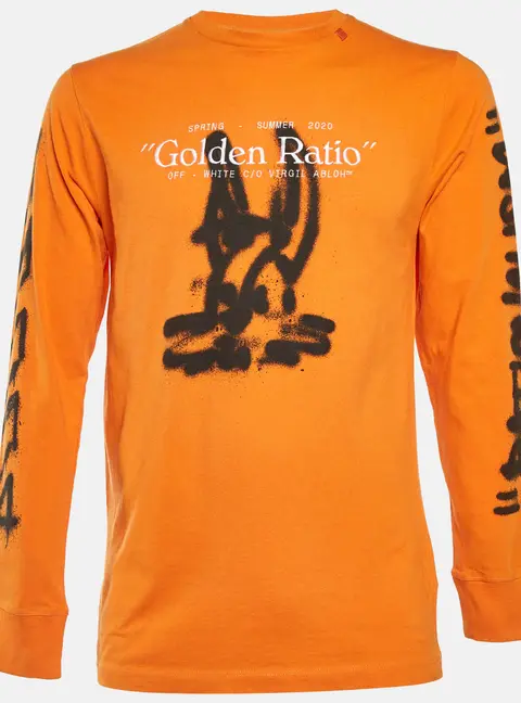 Off-White Orange Golden Ratio Cotton Long Sleeve T-Shirt M