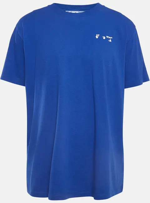 Off-White Blue Logo Print Cotton T-Shirt XL
