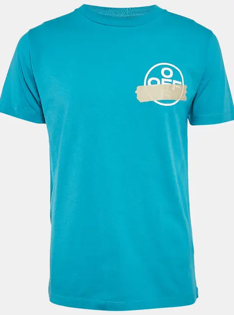 Off-White Blue Arrow Print Jersey Crewneck T-Shirt S