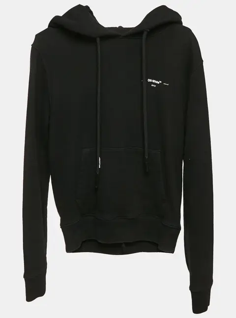 Off-White Black Cotton Knit Arrow Applique Hoodie XXS