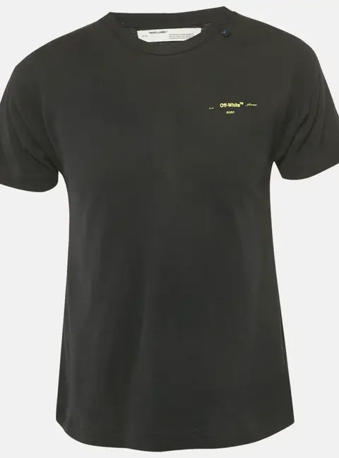 Off-White Black Logo Print Cotton Crew Neck T-Shirt S