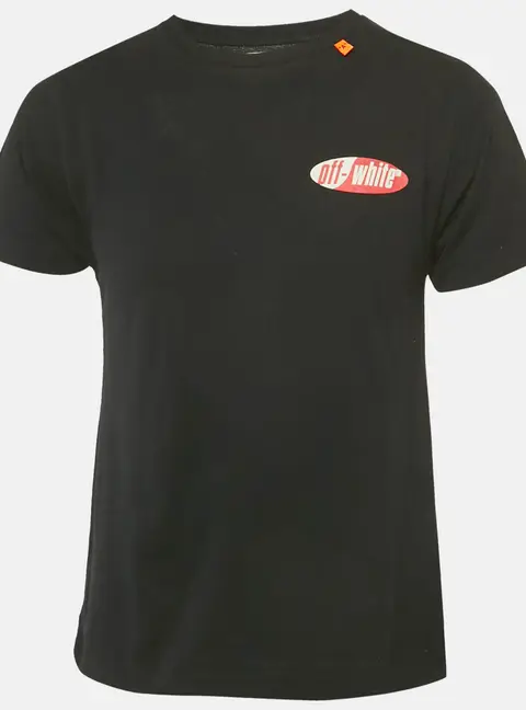 Off-White Black Logo Print Cotton Crew Neck T-Shirt S
