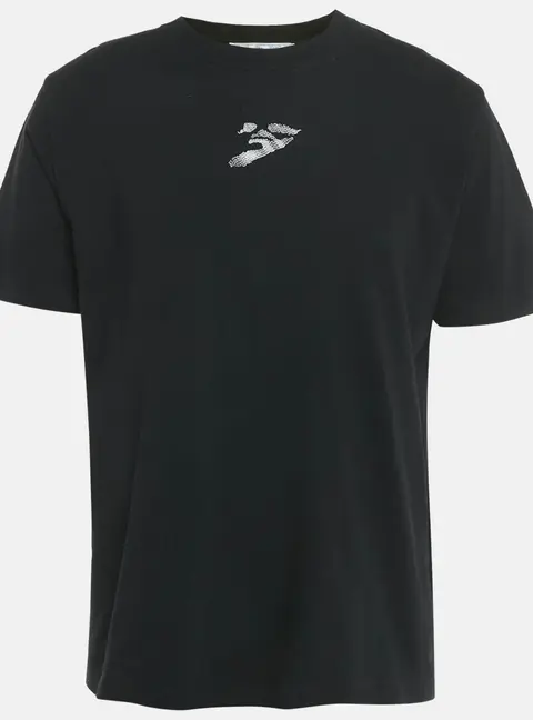 Off-White Black Logo Embroidered Cotton Crewneck T-Shirt L