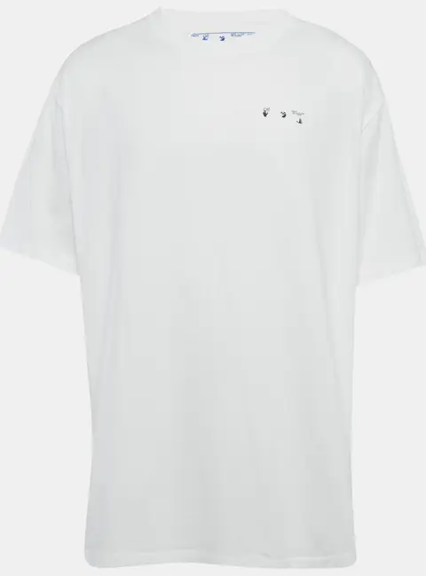 Off-White White Back Print Jersey Oversized T-Shirt L