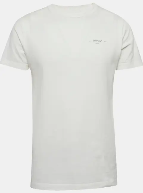 Off-White White Logo Print Cotton Crew Neck T-Shirt S