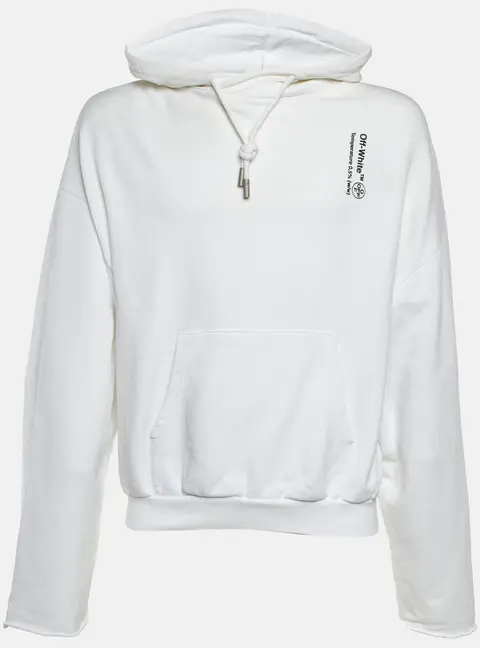 Off-White White Syringe Print Cotton Back Zip Detail Hoodie M