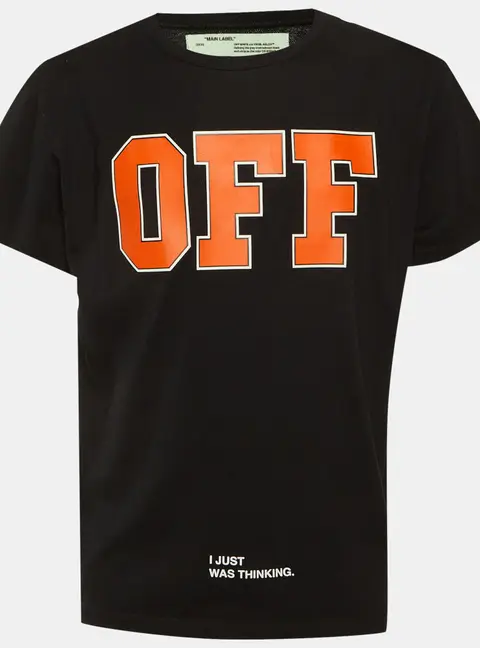 Off-White Black OFF Print Cotton Crew Neck T-Shirt M