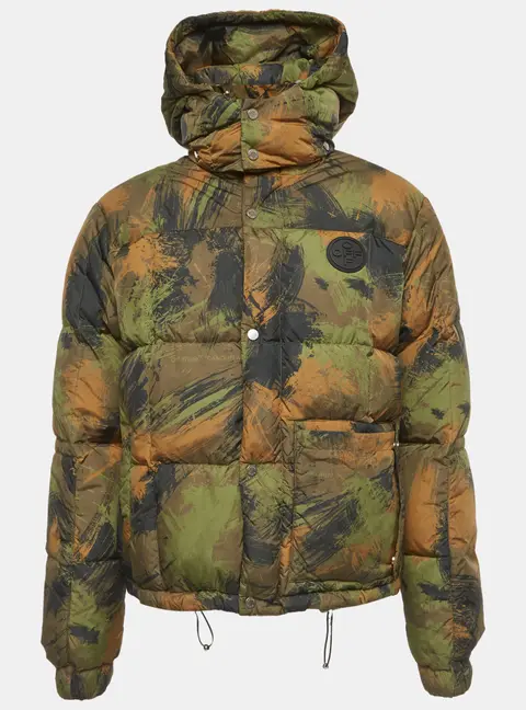 Off-White Green Camouflage Nylon Padded Down Jacket M