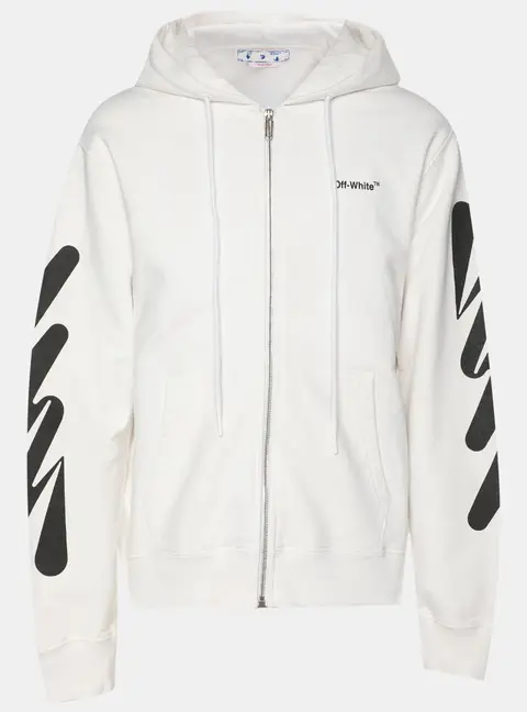 Off-White White Knit Logo Hooded Sweatshirt M