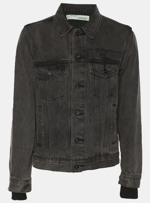 Off-White Dark Grey Denim Logo Jacket S