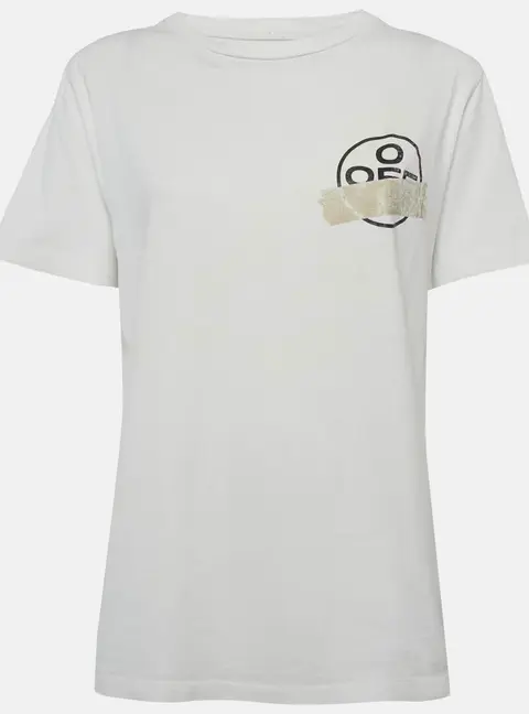 Off-White White Cotton Knit Graphic Crewneck T-Shirt S