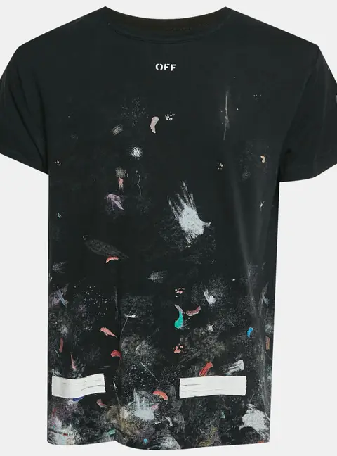 Off-White Black Galaxy Brushed Print Jersey Crewneck T-Shirt XS