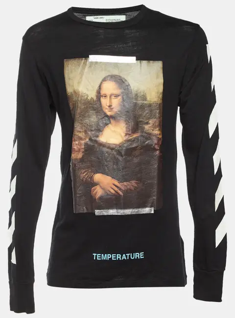 Off-White Black Mona Lisa Print Cotton Long Sleeve T-Shirt S