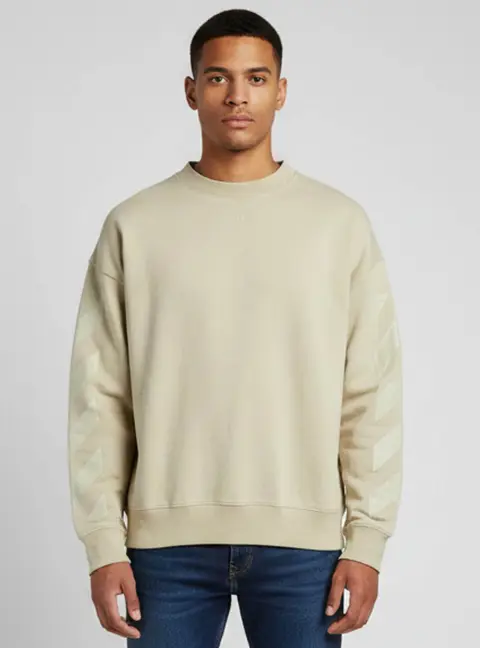 Off-White Beige Arrows Graphic Jersey Oversized Sweatshirt M