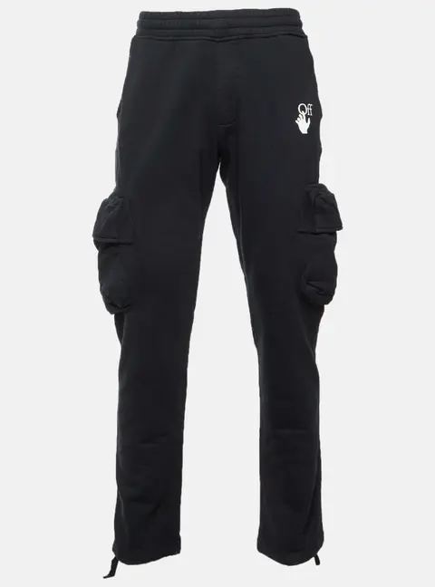 Off-White Black Marker Print Cotton Knit Cargo Sweatpants M